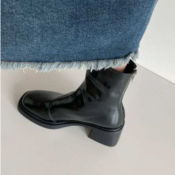 Women's Square Toe Block Heel Ankle Boots - photo 5