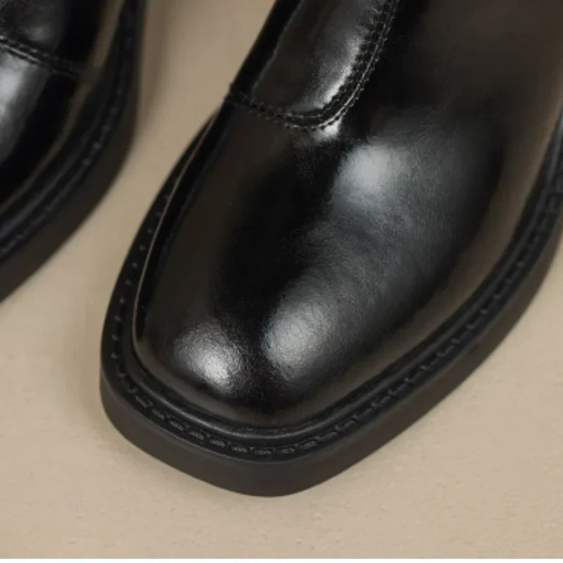 Women's Square Toe Block Heel Ankle Boots - photo 7