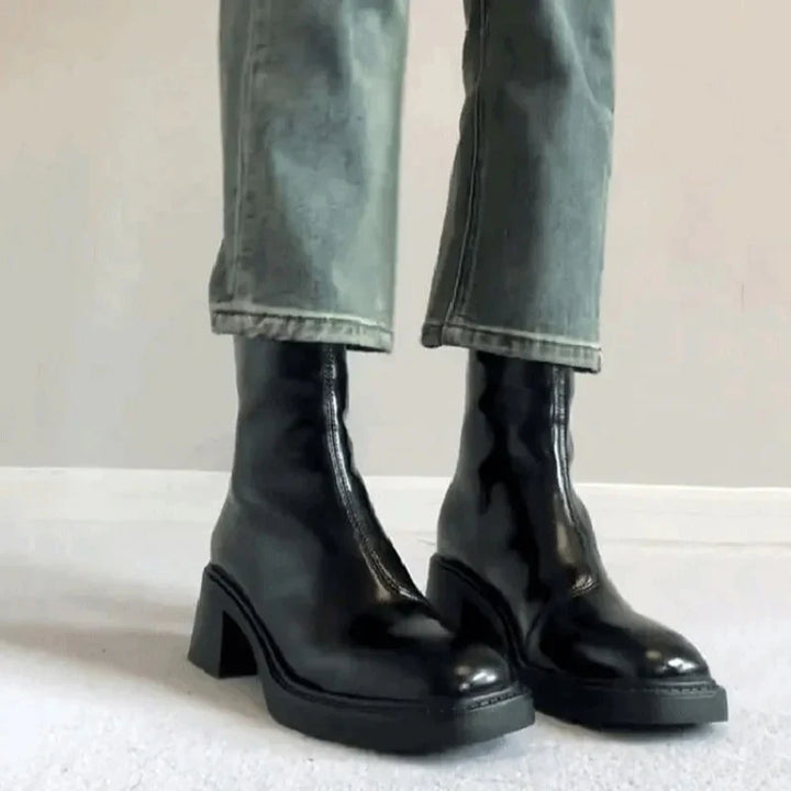 Women's Square Toe Block Heel Ankle Boots - photo 9
