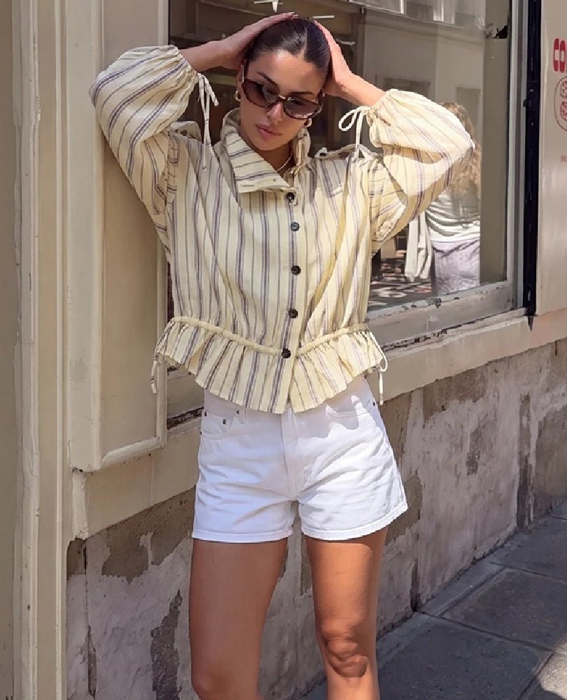 Women's Striped Jacket with Stand Collar and Stripe - photo 3