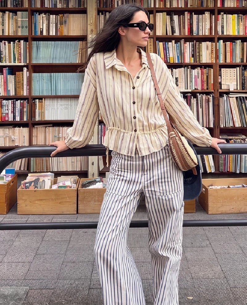 Women's Striped Jacket with Stand Collar and Stripe - photo 4