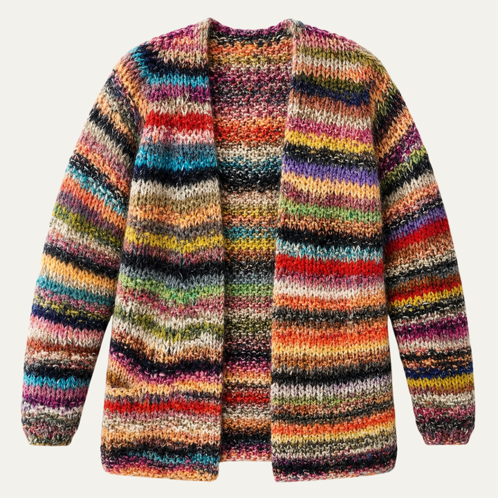 Women's Striped Knitted Cardigan with Stripe - photo 3