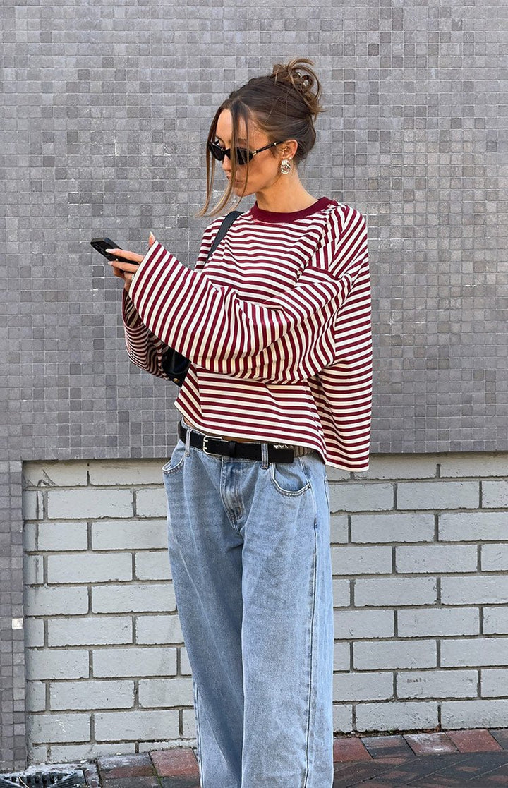 Women's Striped Knitted Jumper with Relaxed Fit and Stripe - photo 6