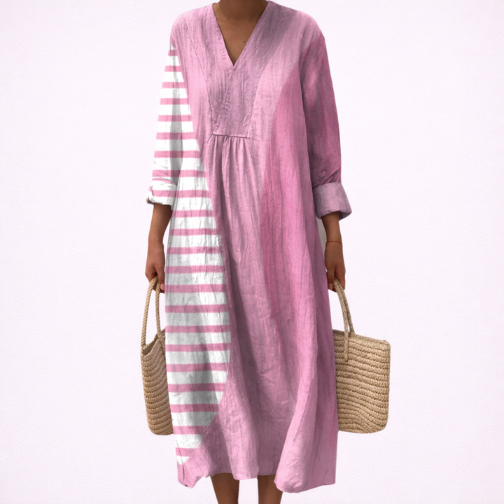 Women's Striped Midi Dress in Pink - photo 2