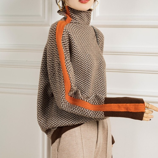 Women's Striped Roll Neck Jumper - photo 1