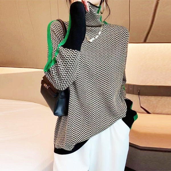 Women's Striped Roll Neck Jumper - photo 2