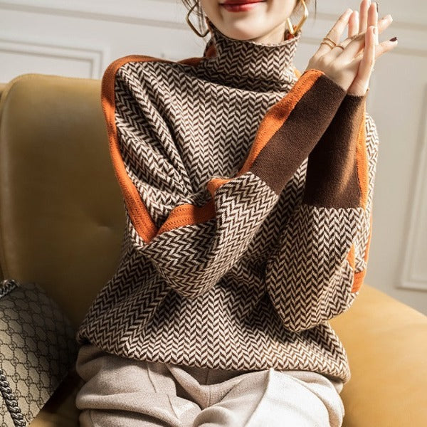 Women's Striped Roll Neck Jumper - photo 4