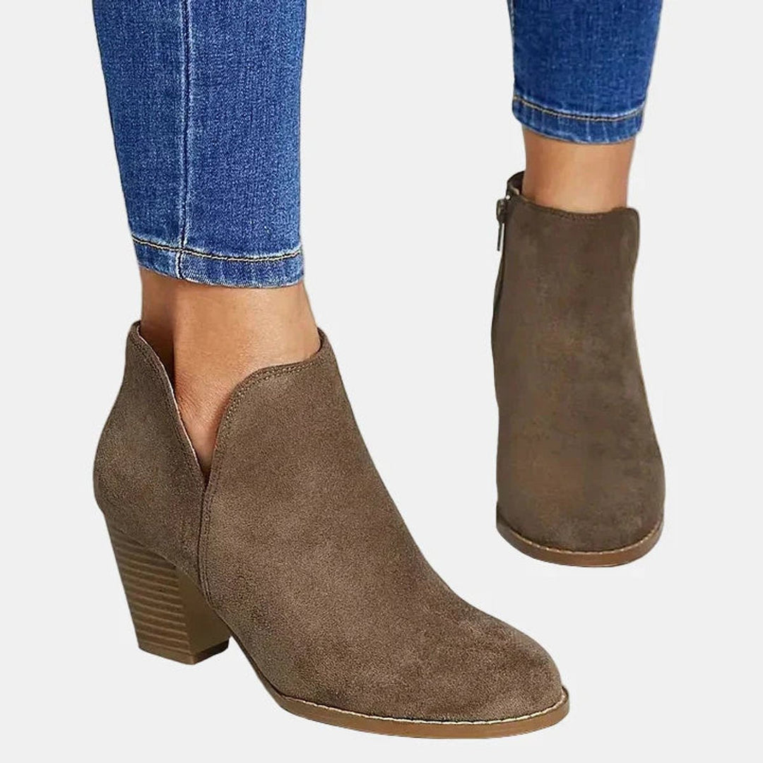 Women's Suede Block Heel Side-zip Ankle Boots - photo 2