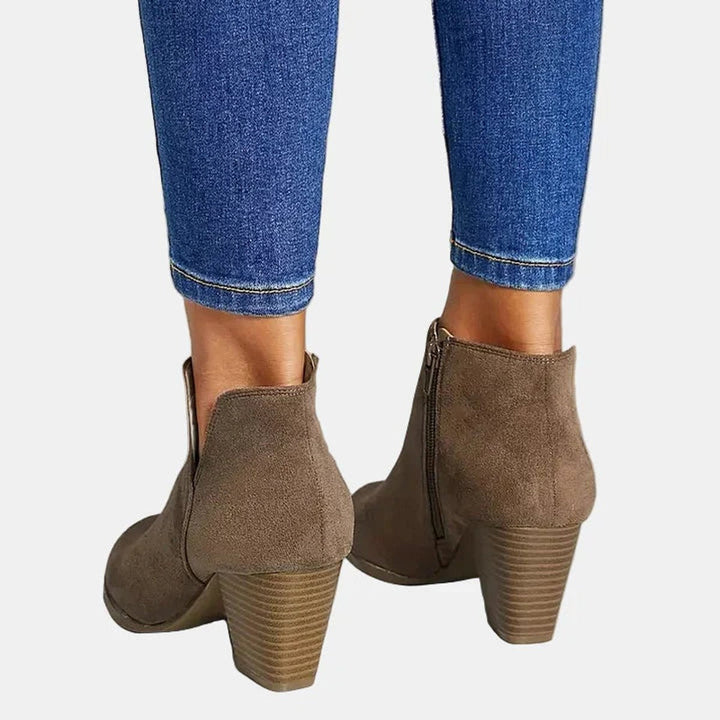 Women's Suede Block Heel Side-zip Ankle Boots - photo 4