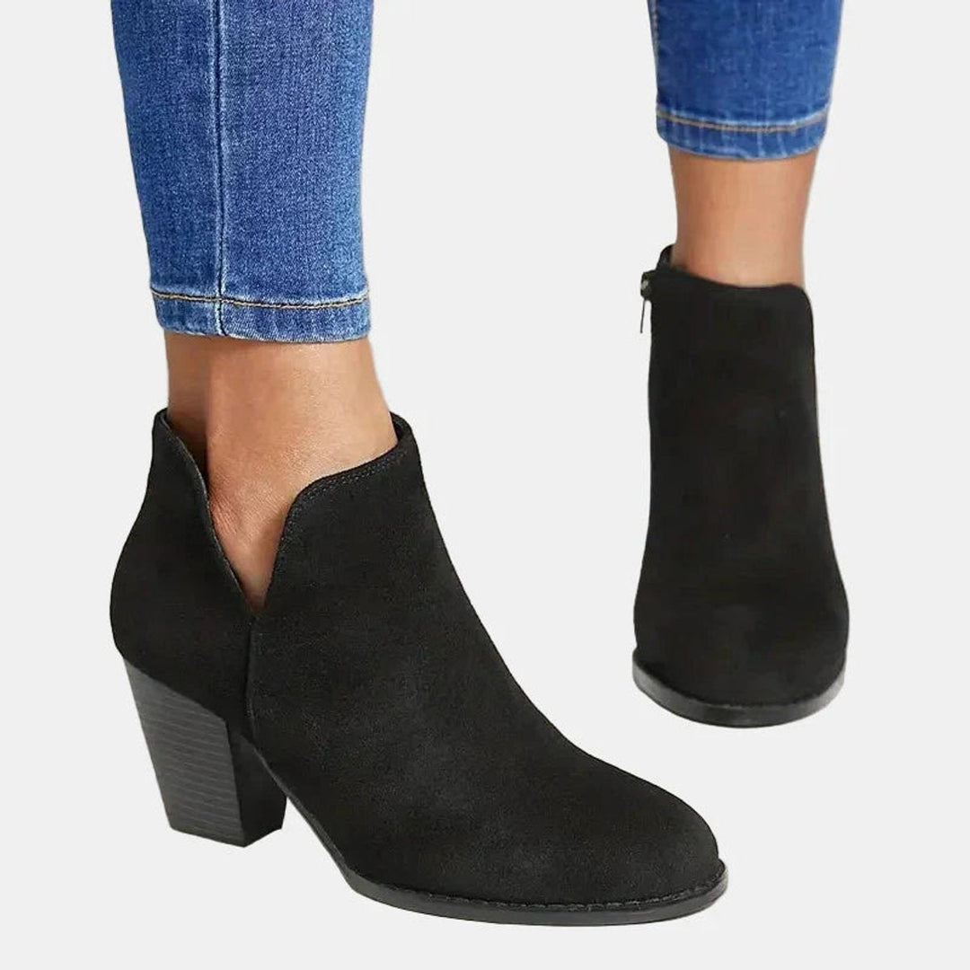 Women's Suede Block Heel Side-zip Ankle Boots - photo 6