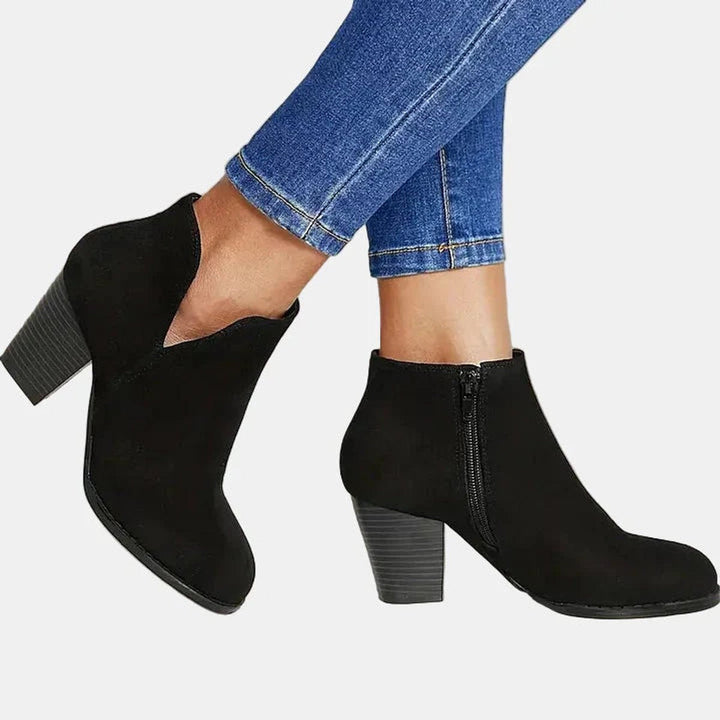 Women's Suede Block Heel Side-zip Ankle Boots - photo 7