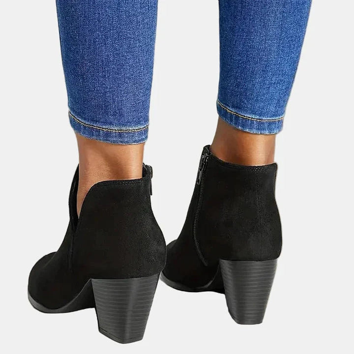 Women's Suede Block Heel Side-zip Ankle Boots - photo 8