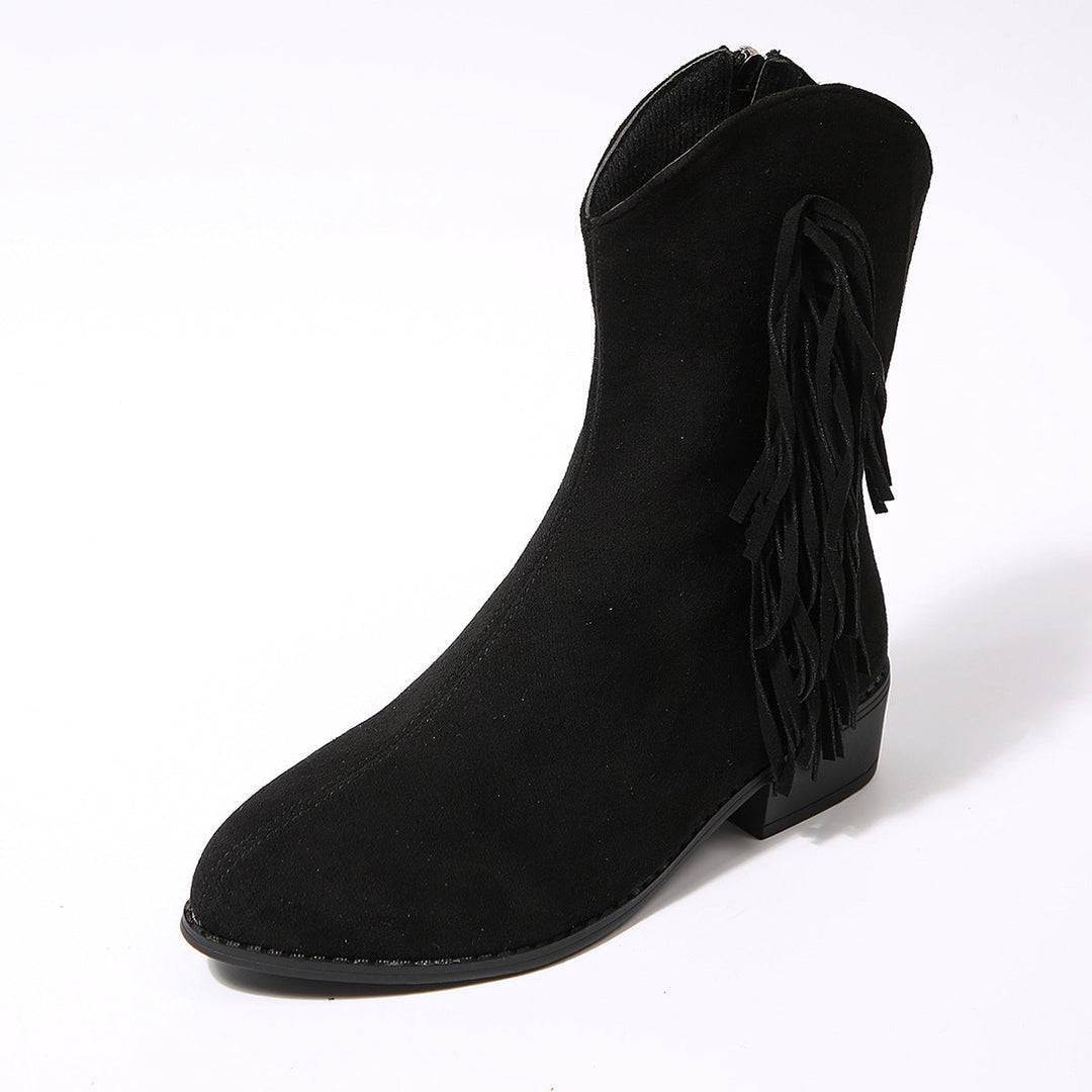 Women's Suede Fringe Western Ankle Boots - photo 5