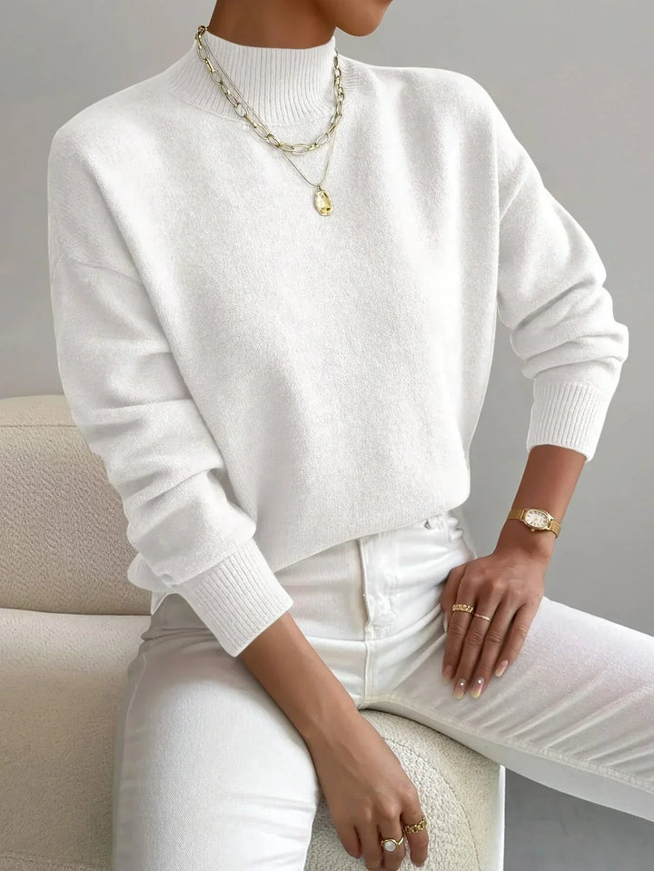 Women's Sweater with Mock Neck, Stretch Fabric and Long Sleeves - photo 1