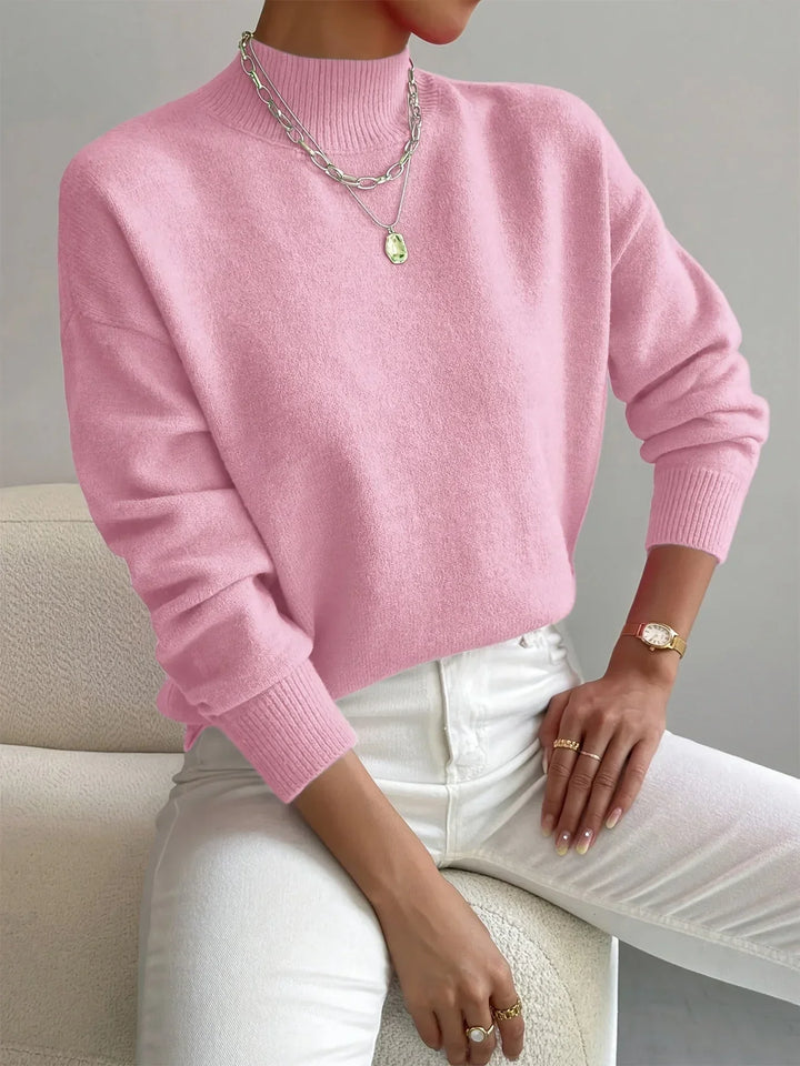 Women's Sweater with Mock Neck, Stretch Fabric and Long Sleeves - photo 2