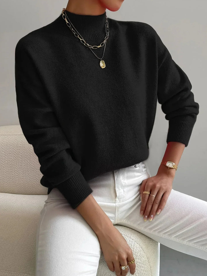 Women's Sweater with Mock Neck, Stretch Fabric and Long Sleeves - photo 5