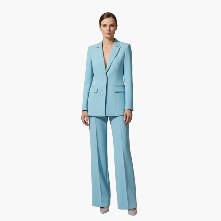 Women's Tailored Blazer and Wide Leg Pants Suit Set - photo 2