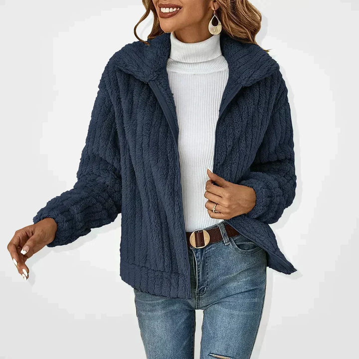 Women's Teddy Fleece Zip-up Jacket with Collar - photo 3