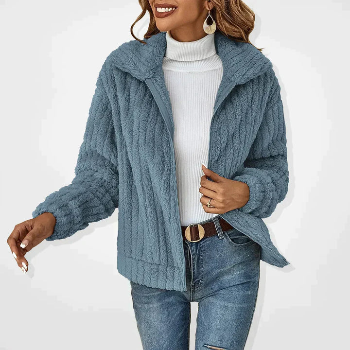 Women's Teddy Fleece Zip-up Jacket with Collar - photo 5