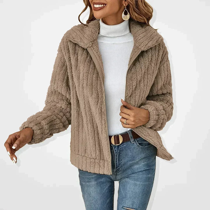 Women's Teddy Fleece Zip-up Jacket with Collar - photo 6