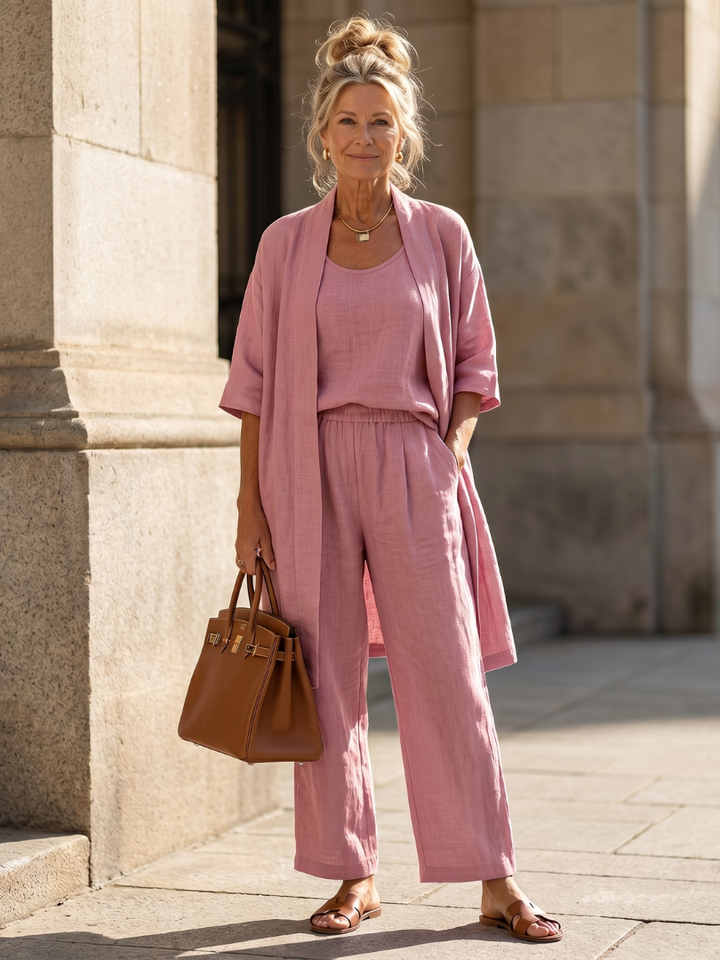 Women's Three-piece Lounge Set with Open Cardigan - photo 1