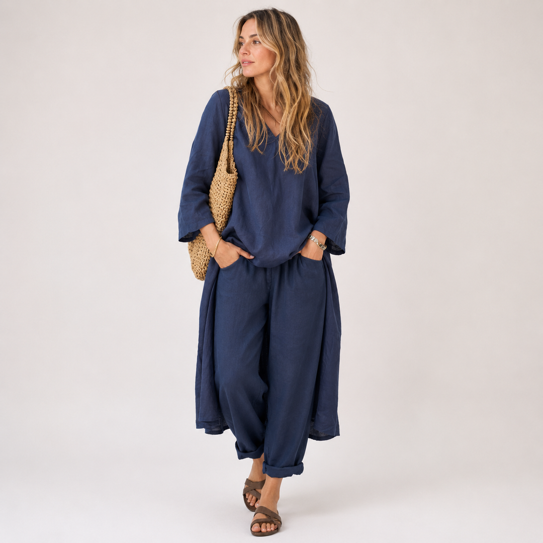 Women's Two-Piece Set in Navy Blue - photo 1