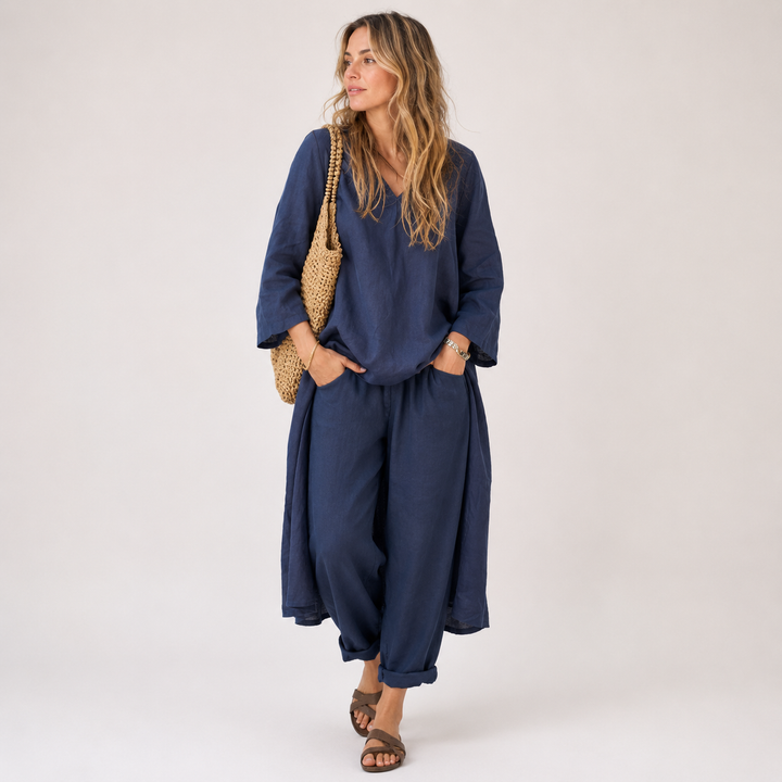 Women's Two-Piece Set in Navy Blue - photo 1