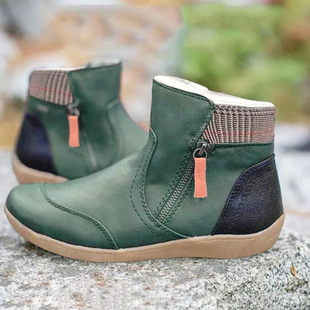 Women's Ankle Boots with Ribbed Cuff and Side Zip - photo 1