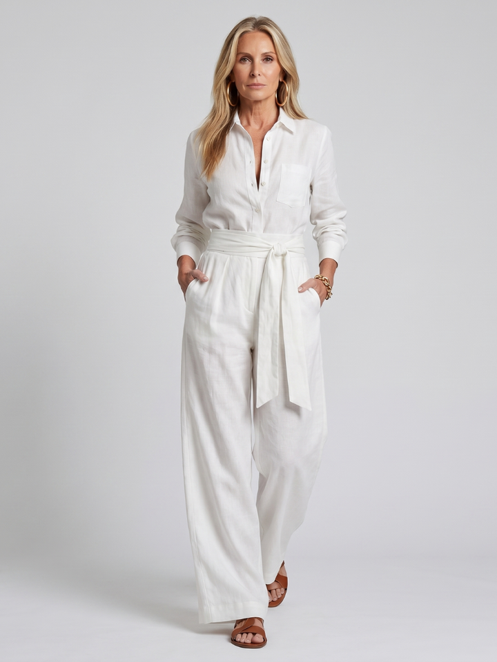 Women's Wide-Leg Long Sleeve Jumpsuit - photo 2