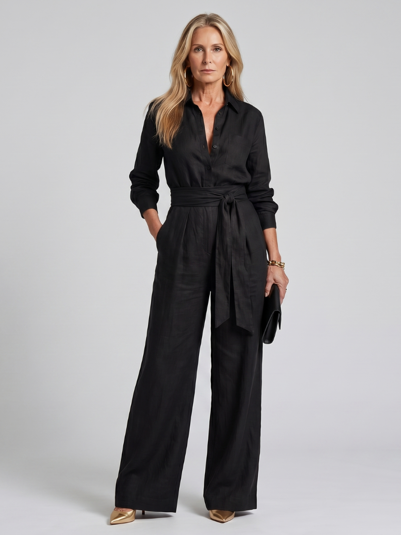 Women's Wide-Leg Long Sleeve Jumpsuit - photo 4