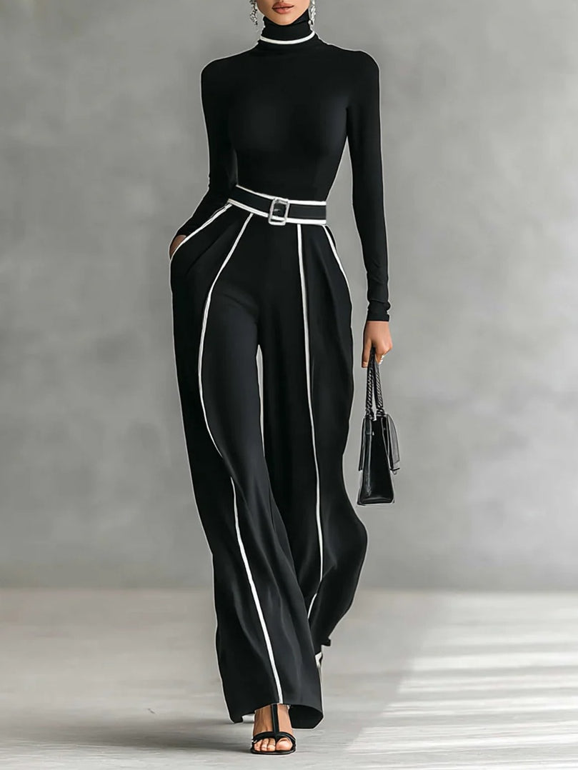 Women's Wide-Leg Roll Neck Two-Piece Set - photo 1