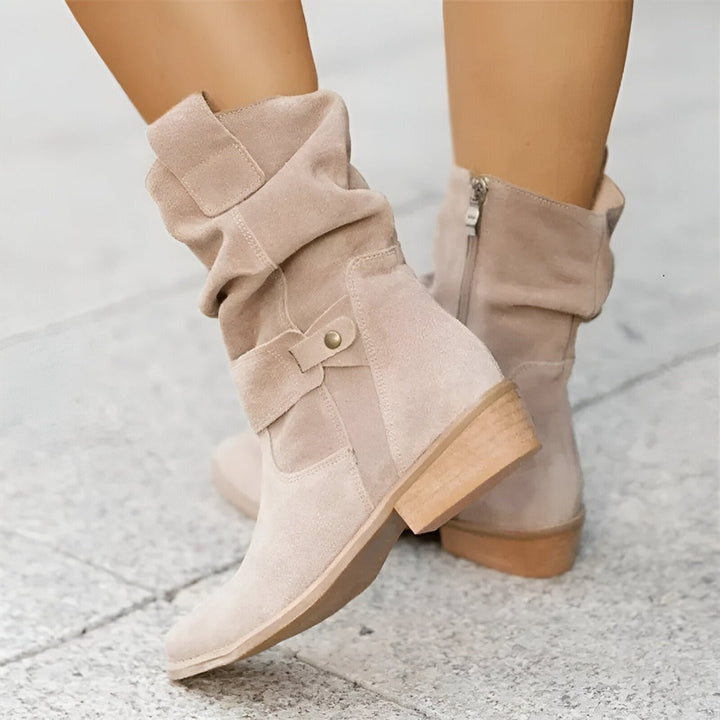 Women's Slouch Ankle Boots with Side Zip and Block Heel - photo 1