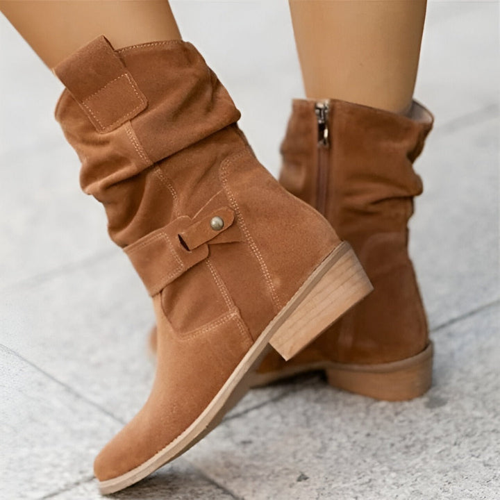 Women's Slouch Ankle Boots with Side Zip and Block Heel - photo 2