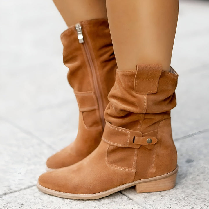 Women's Slouch Ankle Boots with Side Zip and Block Heel - photo 4