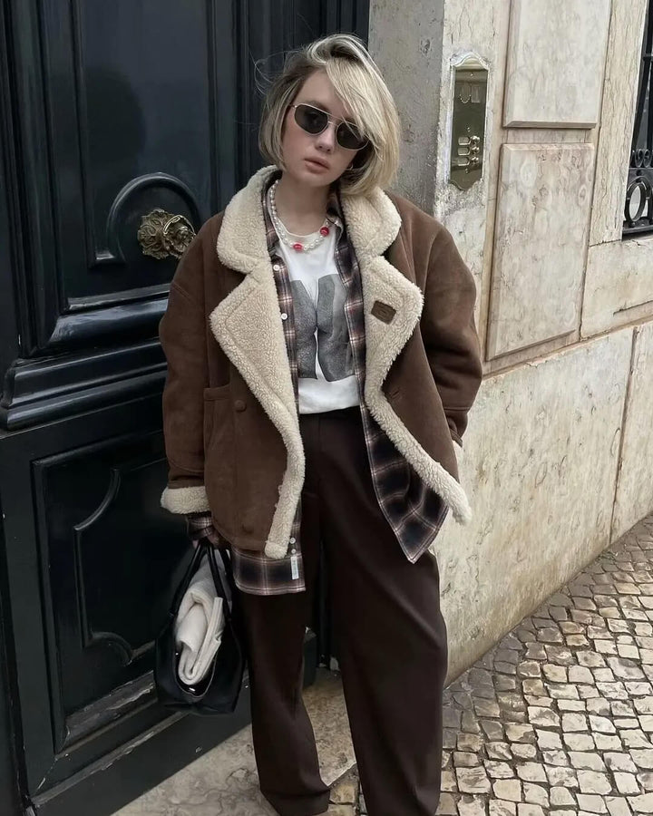 Women's Faux Shearling Aviator Jacket with Zip Front - photo 1