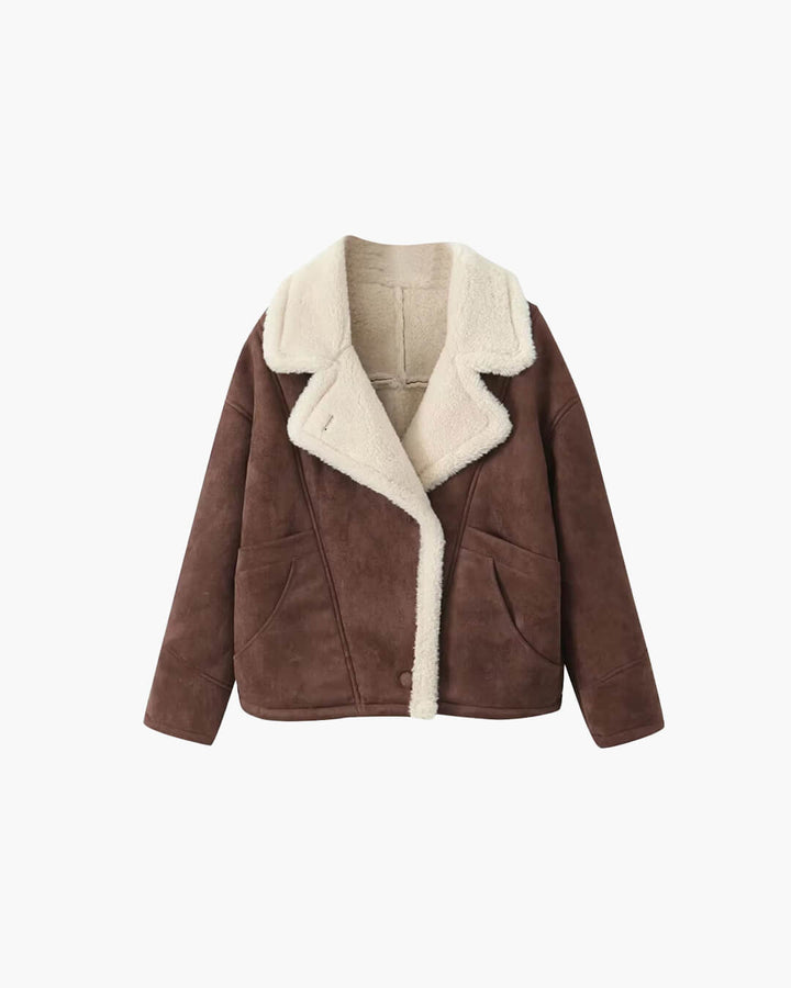 Women's Faux Shearling Aviator Jacket with Zip Front - photo 3