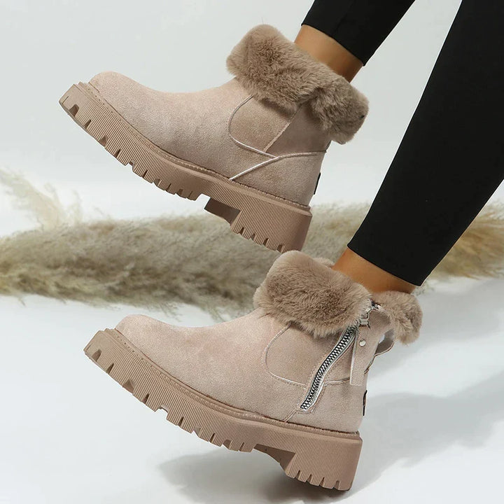 Women's Faux Fur Trim Ankle Boots with Side Zip - photo 3