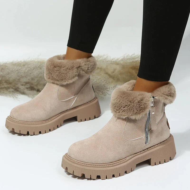 Women's Faux Fur Trim Ankle Boots with Side Zip - photo 4