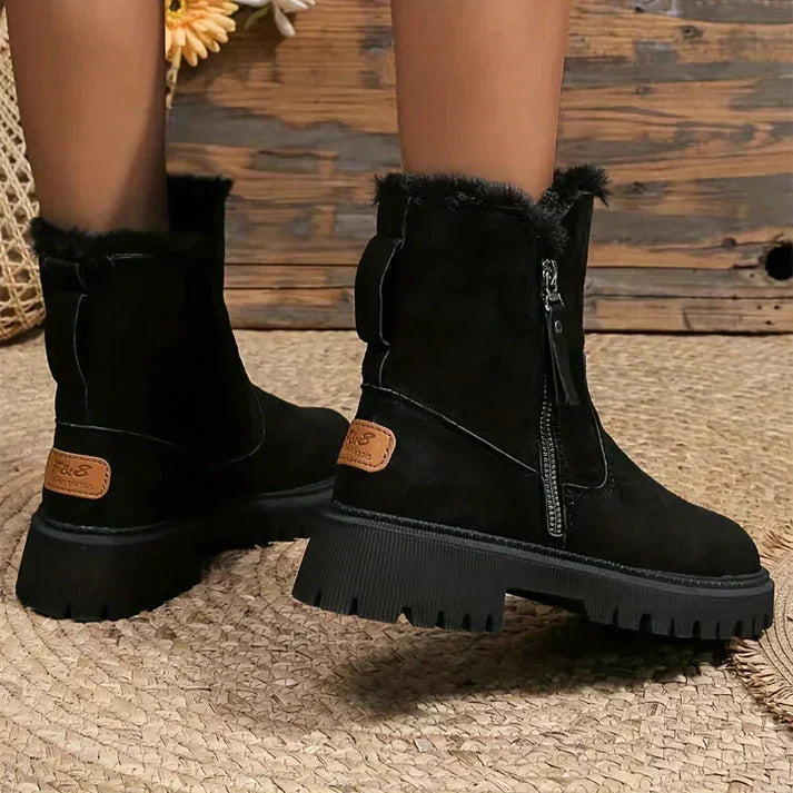 Women's Faux Fur Trim Ankle Boots with Side Zip - photo 5