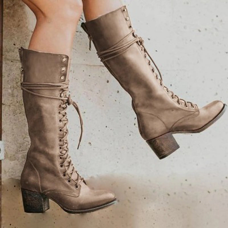 Women's Block Heel Winter Boots - photo 5