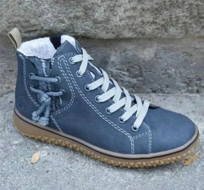 Women's Lace-Up Ankle Boots with Fleece Lining - photo 1