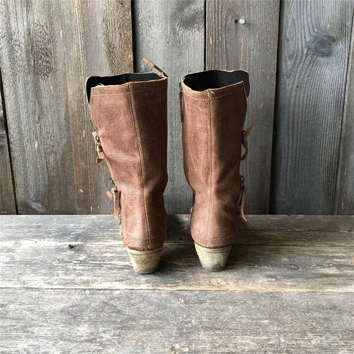 Women's Mid-Calf Boots with Block Heel and Side Zip - photo 5