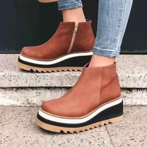 Women's Platform Ankle Boots with Side Zip - photo 1