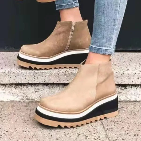 Women's Platform Ankle Boots with Side Zip - photo 2