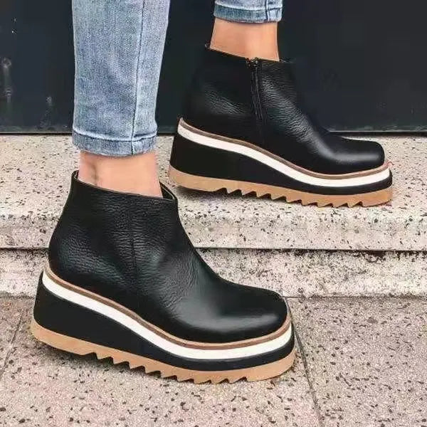 Women's Platform Ankle Boots with Side Zip - photo 3