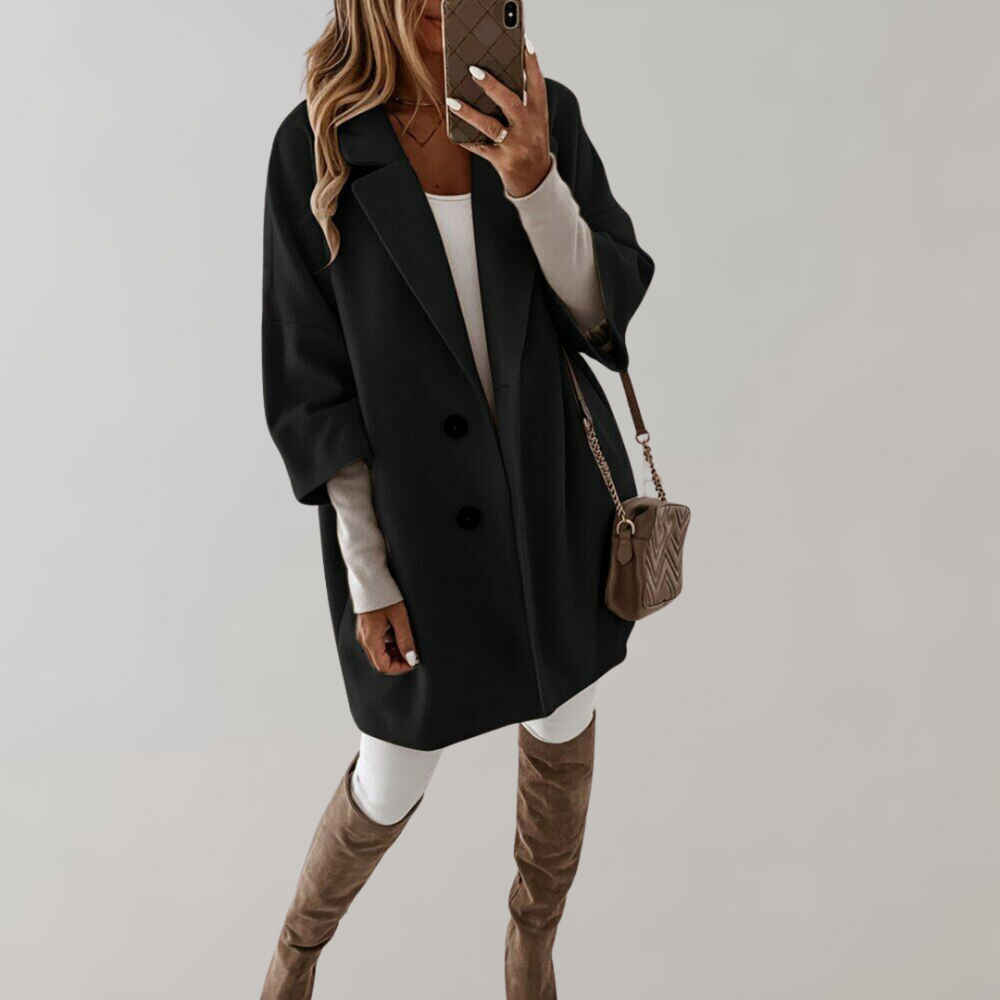 Women's Relaxed Blazer Coat with Button Front - photo 1