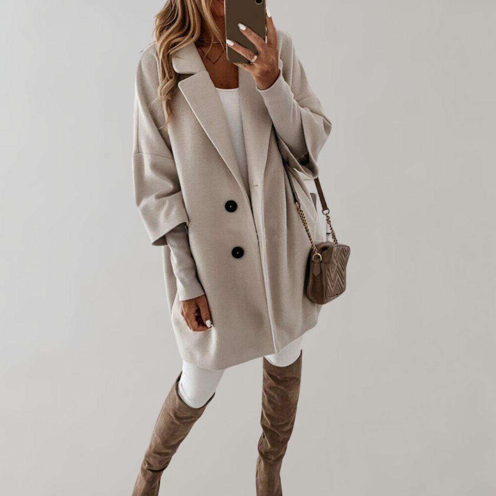 Women's Relaxed Blazer Coat with Button Front - photo 3