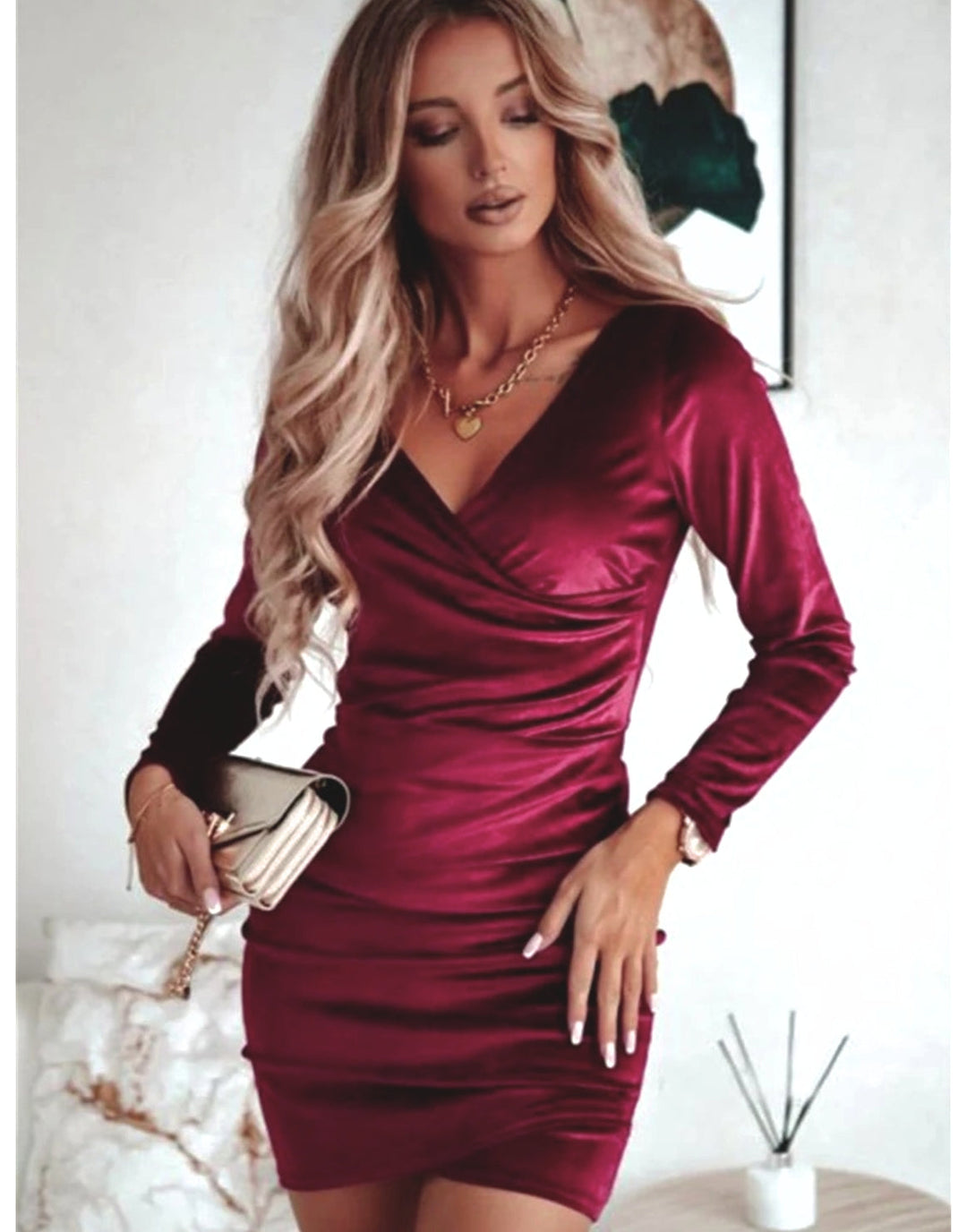 Women's Wrap Long Sleeve Mini Dress - photo 2