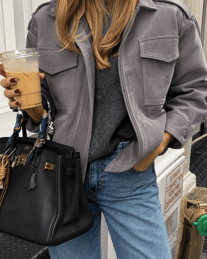 Women's Wrap Pocket Jacket with Collar - photo 5