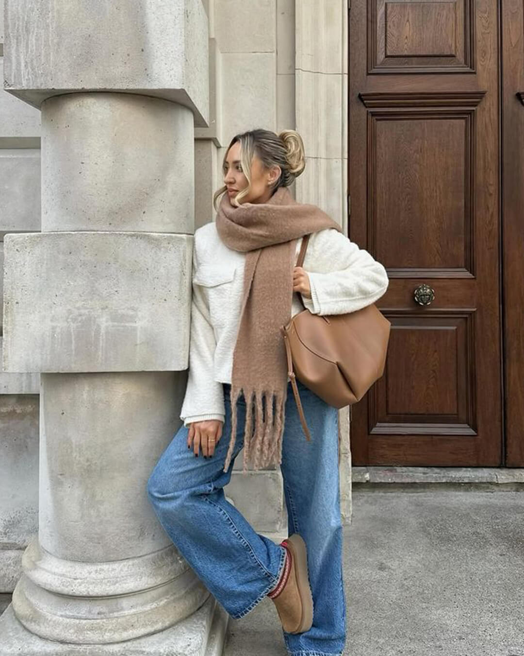 Women's Wrap Ruched Scarf with Collar - photo 1